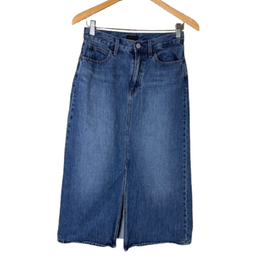 UNIQLO Jeans Denim Midi Maxi Skirt with Slit Size 6 Purchased in Japan